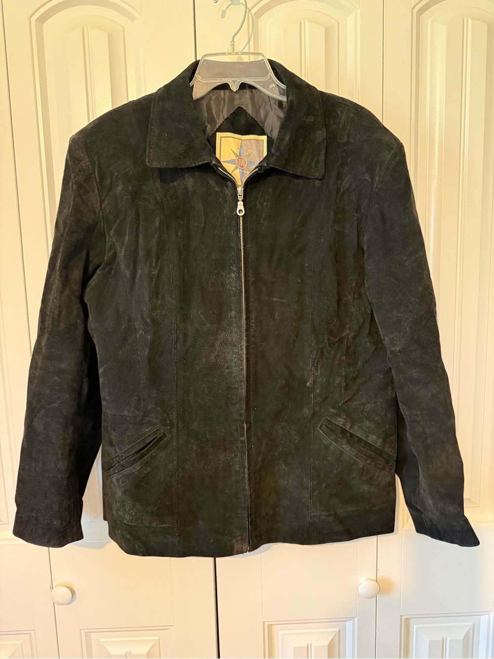 Men's Black Suede Zip-Front Shirt Jacket